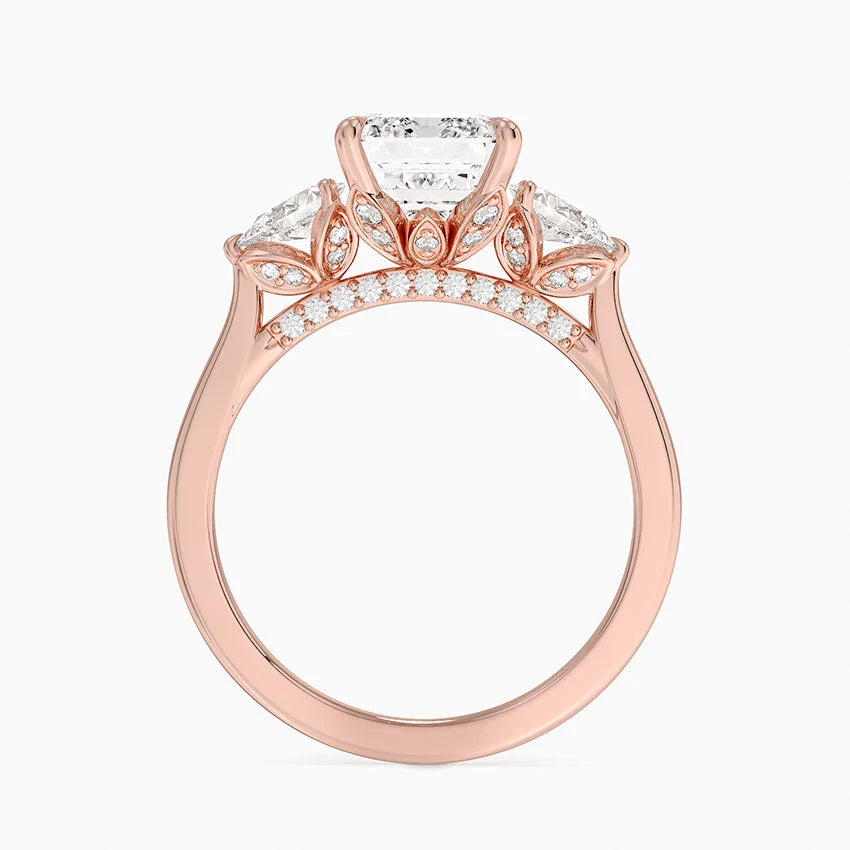 2.75 Karat Emerald Kesim Hidden Halo Tasarım Tektaş Laboratuvar Pırlanta Yüzük - Verona