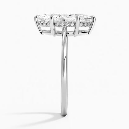 2.10 Marquise Kesim Hidden Halo Tasarım Tektaş Laboratuvar Pırlanta Yüzük - Tilora