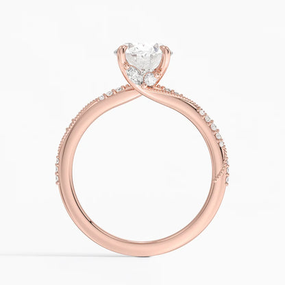 2.25 Karat Oval Kesim Hidden Halo Tasarım Tektaş Laboratuvar Pırlanta Yüzük 18K  - Melora