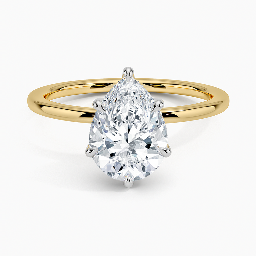 2.10 Karat Damla Kesim Hidden Halo Tasarım Tektaş Laboratuvar Pırlanta Yüzük 18K  - Elora - Bold Diamonds