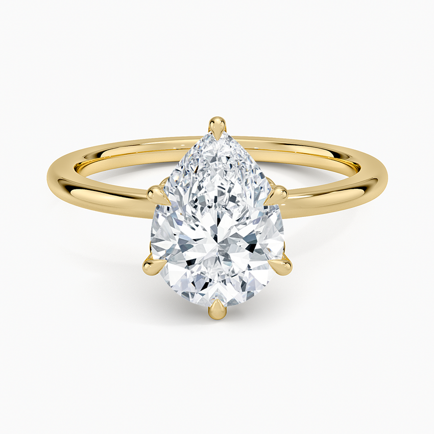 Altı Tırnak 2.15 Karat Damla Kesim Hidden Halo Tasarım Tektaş Laboratuvar Pırlanta Yüzük - Delora - Bold Diamonds