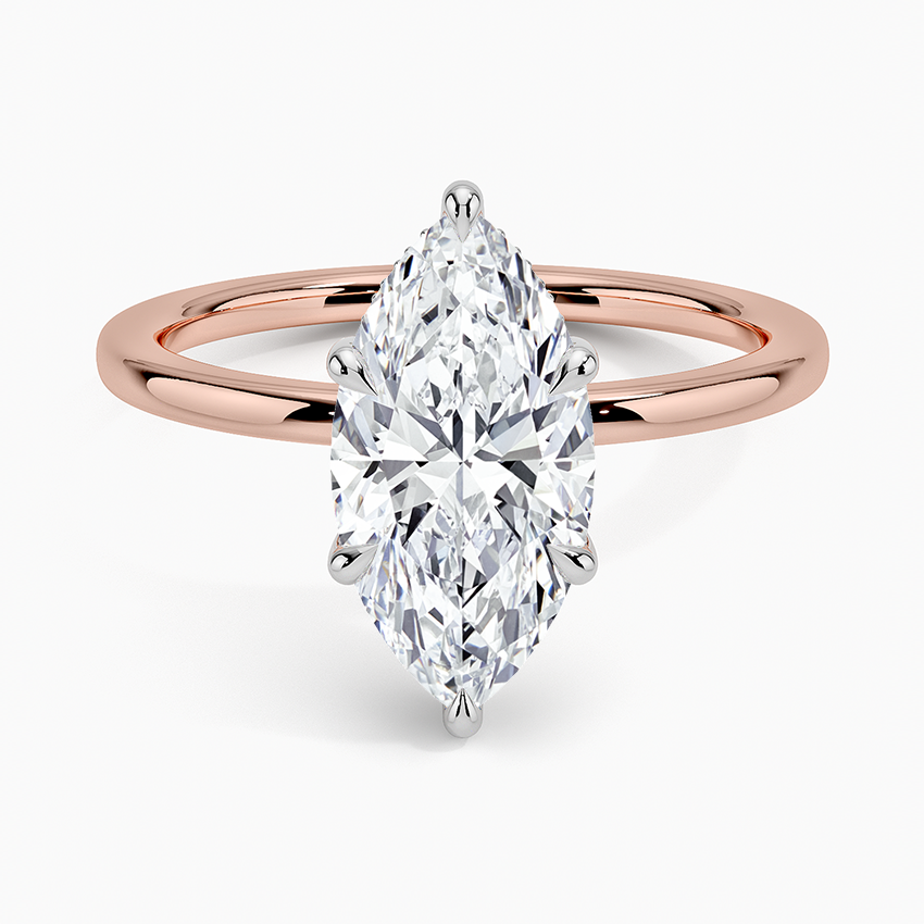 2.10 Karat Marquise Kesim Hidden Halo Tasarım Tektaş Laboratuvar Pırlanta Yüzük 18K  - Elora - Bold Diamonds