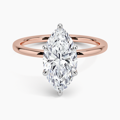 2.10 Karat Marquise Kesim Hidden Halo Tasarım Tektaş Laboratuvar Pırlanta Yüzük 18K  - Elora - Bold Diamonds