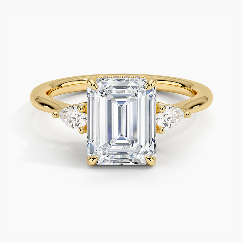 2.50 Karat Emerald Kesim Hidden Halo Tasarım Tektaş Laboratuvar Pırlanta Yüzük - Madrid