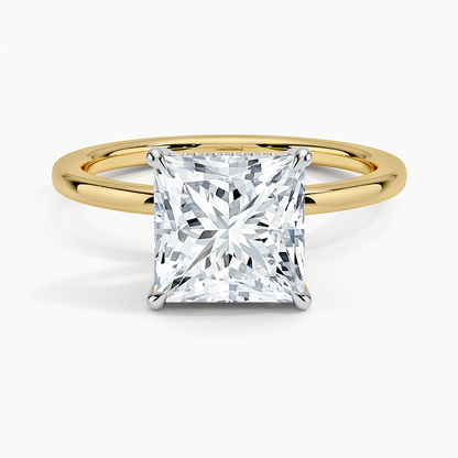 2.10 Karat Prenses Kesim Hidden Halo Tasarım Tektaş Laboratuvar Pırlanta Yüzük 18K  - Elora - Bold Diamonds