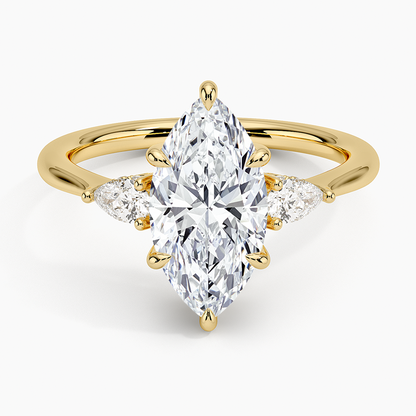 2.50 Marquise Kesim Hidden Halo Tasarım Tektaş Laboratuvar Pırlanta Yüzük 18K - Milora