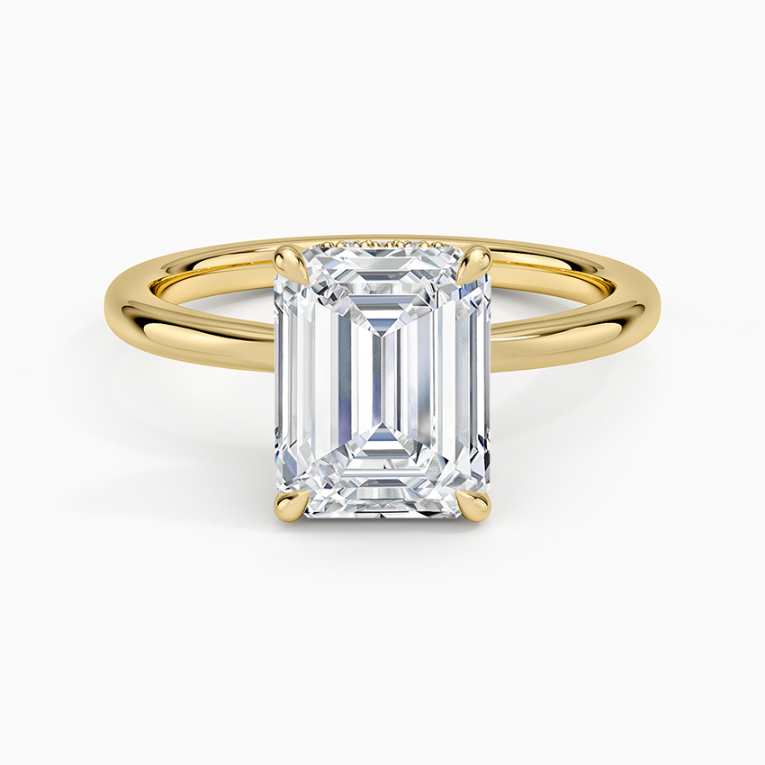 2.15 Karat Emerald Kesim Hidden Halo Tasarım Tektaş Laboratuvar Pırlanta Yüzük - Lyon
