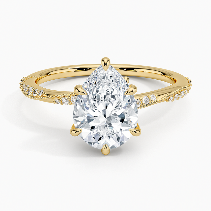 2.25 Karat Damla Kesim Hidden Halo Tasarım Tektaş Laboratuvar Pırlanta Yüzük 18K  - Melora
