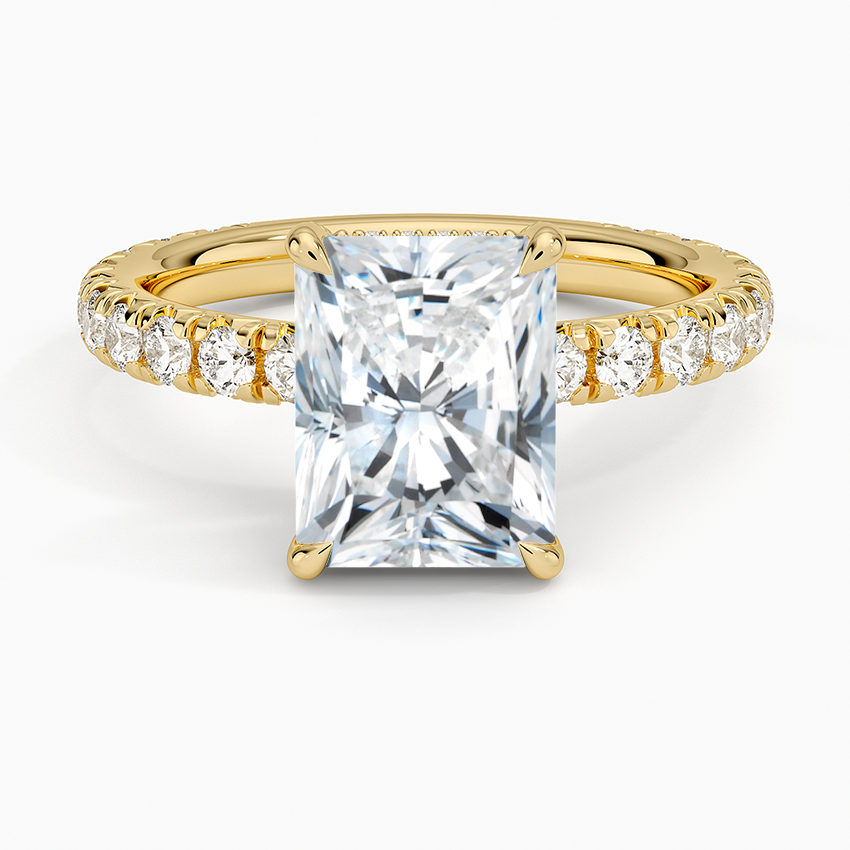 2.75 Karat Radiant Kesim Hidden Halo Tasarım Tektaş Laboratuvar Pırlanta Yüzük 18K  - Selora