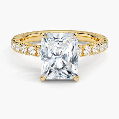 2.75 Karat Radiant Kesim Hidden Halo Tasarım Tektaş Laboratuvar Pırlanta Yüzük 18K  - Selora