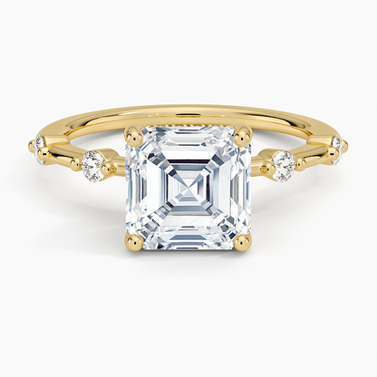 2.20 Asscher Kesim Hidden Halo Tasarım Tektaş Laboratuvar Pırlanta Yüzük - Zelora