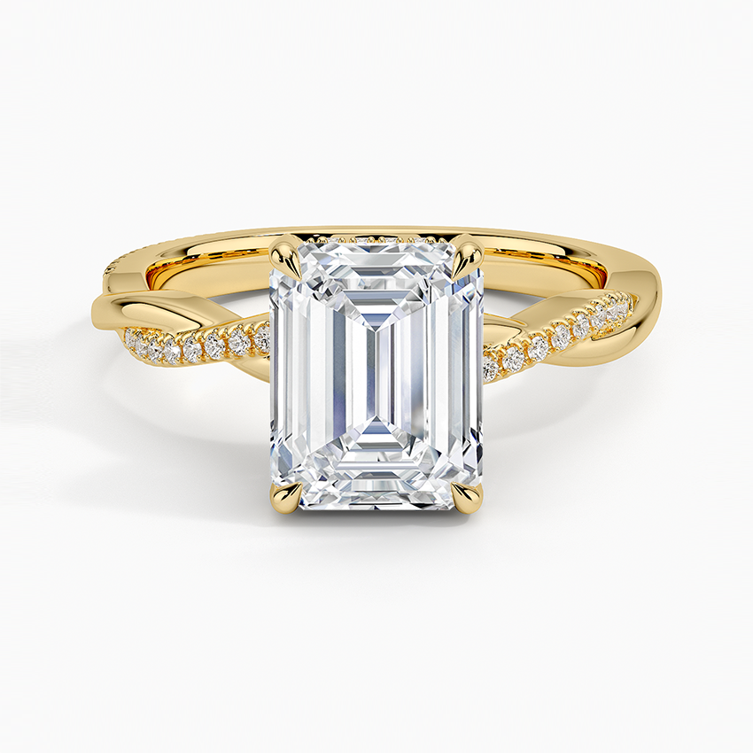 2.25 Karat Emerald Kesim Hidden Halo Tasarım Tektaş Laboratuvar Pırlanta Yüzük  - Riga