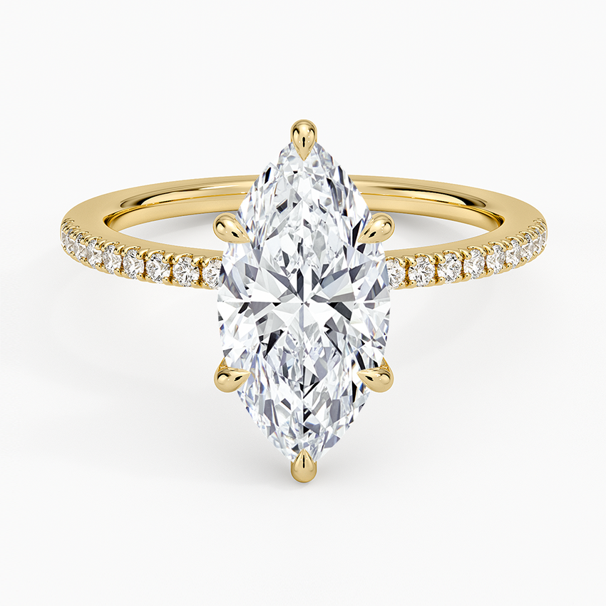 2.25 Karat Marquise Kesim Hidden Halo Tasarım Tektaş Laboratuvar Pırlanta Yüzük - Filora - Bold Diamonds