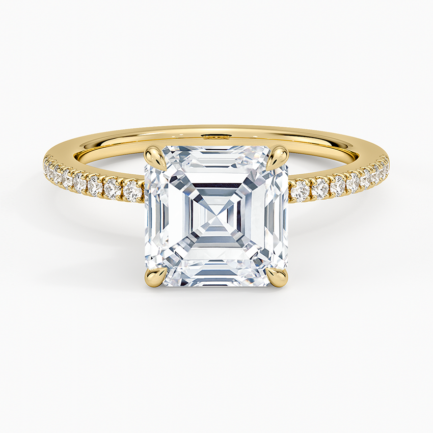 2.25 Karat Asscher Kesim Hidden Halo Tasarım Tektaş Laboratuvar Pırlanta Yüzük - Filora - Bold Diamonds