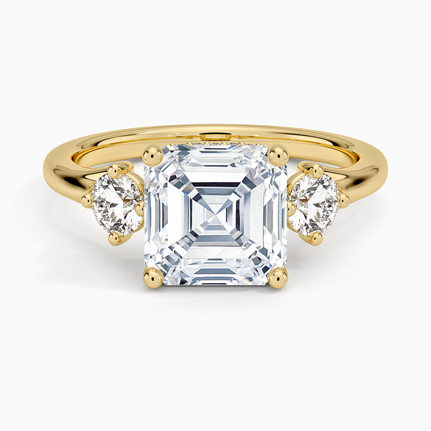 2.50 Asscher Kesim Hidden Halo Tasarım Tektaş Laboratuvar Pırlanta Yüzük 18K - Milora