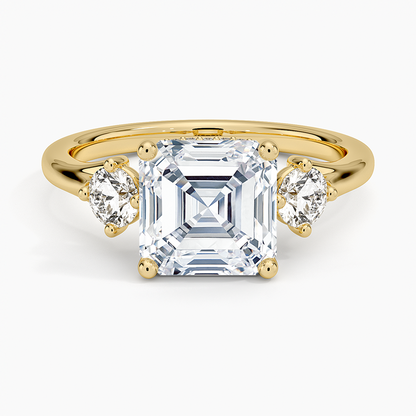 2.50 Asscher Kesim Hidden Halo Tasarım Tektaş Laboratuvar Pırlanta Yüzük 18K - Milora