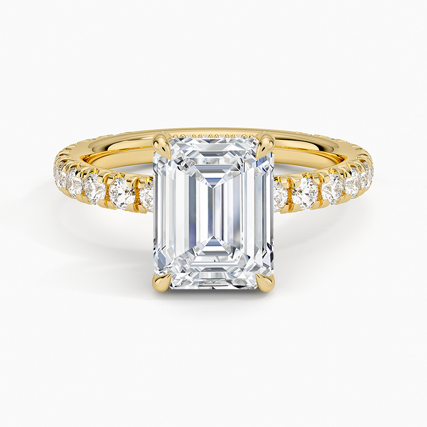 2.75 Karat Emerald Kesim Hidden Halo Tasarım Tektaş Laboratuvar Pırlanta Yüzük 18K  - Selora