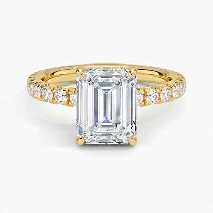2.75 Karat Emerald Kesim Hidden Halo Tasarım Tektaş Laboratuvar Pırlanta Yüzük 18K  - Selora