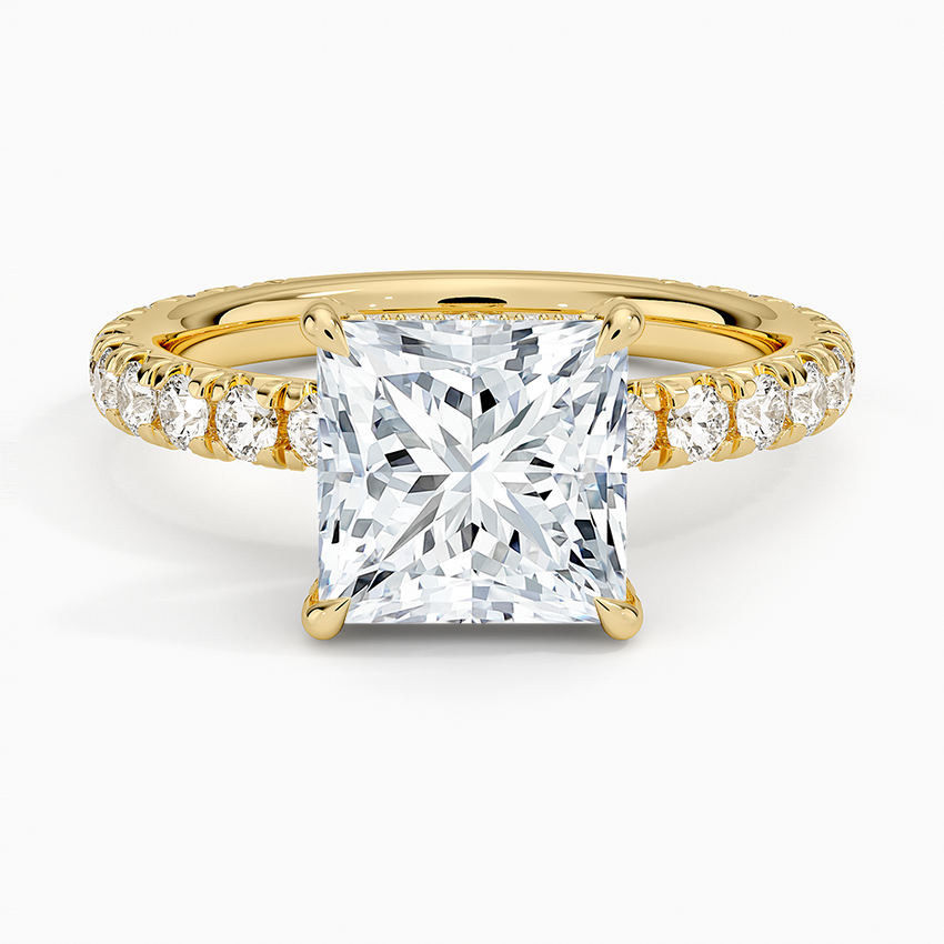 2.75 Karat Prenses Kesim Hidden Halo Tasarım Tektaş Laboratuvar Pırlanta Yüzük 18K  - Selora - Bold Diamonds