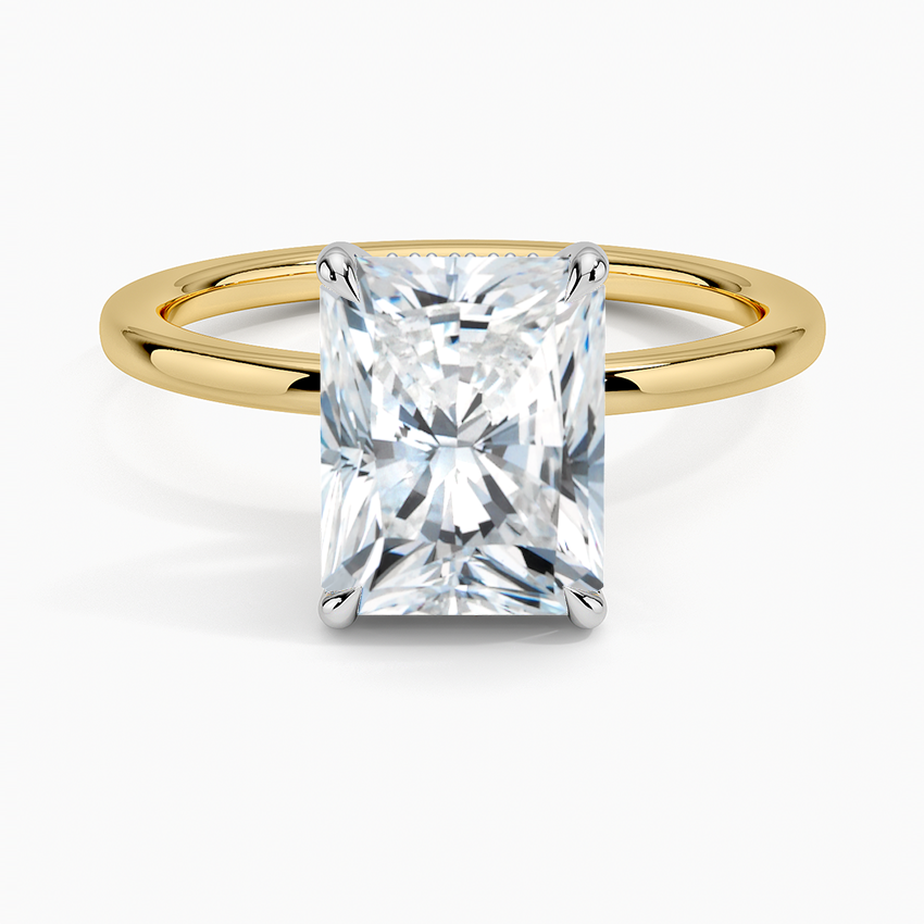 2.10 Karat Radiant Kesim Hidden Halo Tasarım Tektaş Laboratuvar Pırlanta Yüzük 18K  - Elora - Bold Diamonds