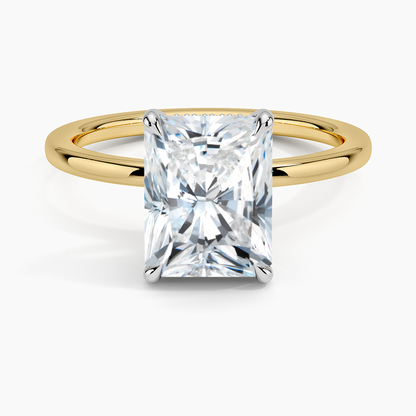 2.10 Karat Radiant Kesim Hidden Halo Tasarım Tektaş Laboratuvar Pırlanta Yüzük 18K  - Elora - Bold Diamonds