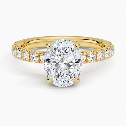 2.75 Karat Oval Kesim Hidden Halo Tasarım Tektaş Laboratuvar Pırlanta Yüzük 18K  - Selora
