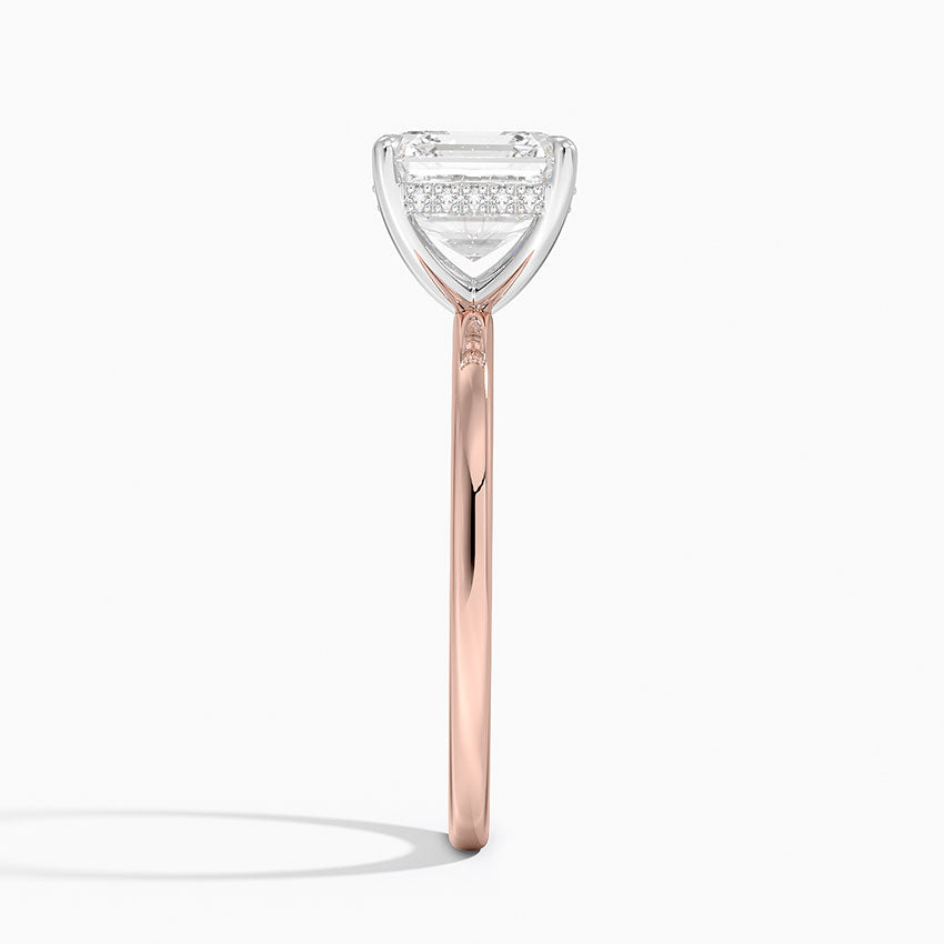 2.10 Karat Asscher Kesim Hidden Halo Tasarım Tektaş Laboratuvar Pırlanta Yüzük 18K  - Elora