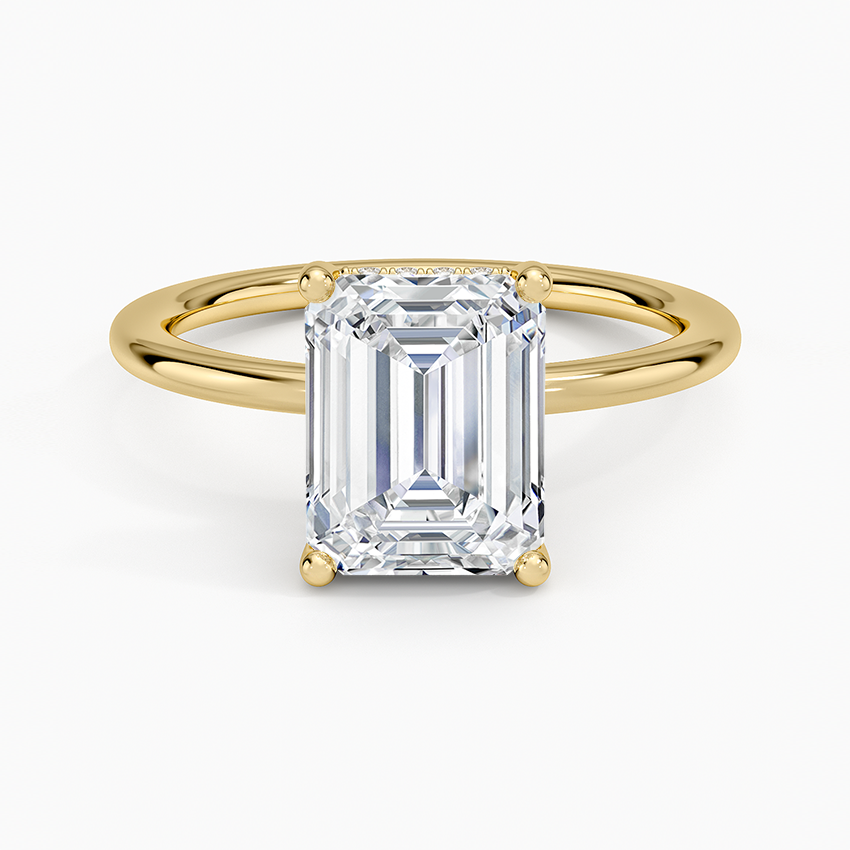 2.10 Karat Emerald Kesim Hidden Halo Tasarım Tektaş Laboratuvar Pırlanta Yüzük - Lucerne