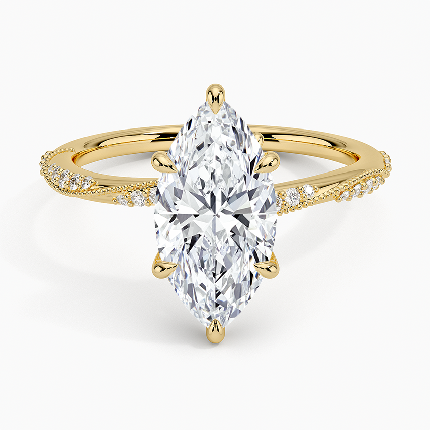 2.25 Karat Marquise Kesim Hidden Halo Tasarım Tektaş Laboratuvar Pırlanta Yüzük 18K  - Melora