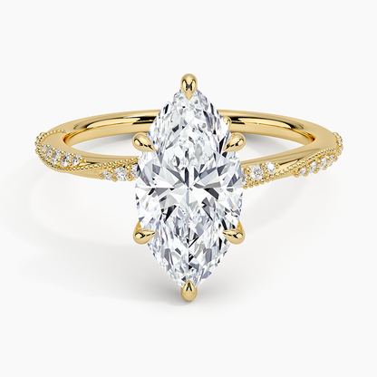 2.25 Karat Marquise Kesim Hidden Halo Tasarım Tektaş Laboratuvar Pırlanta Yüzük 18K  - Melora