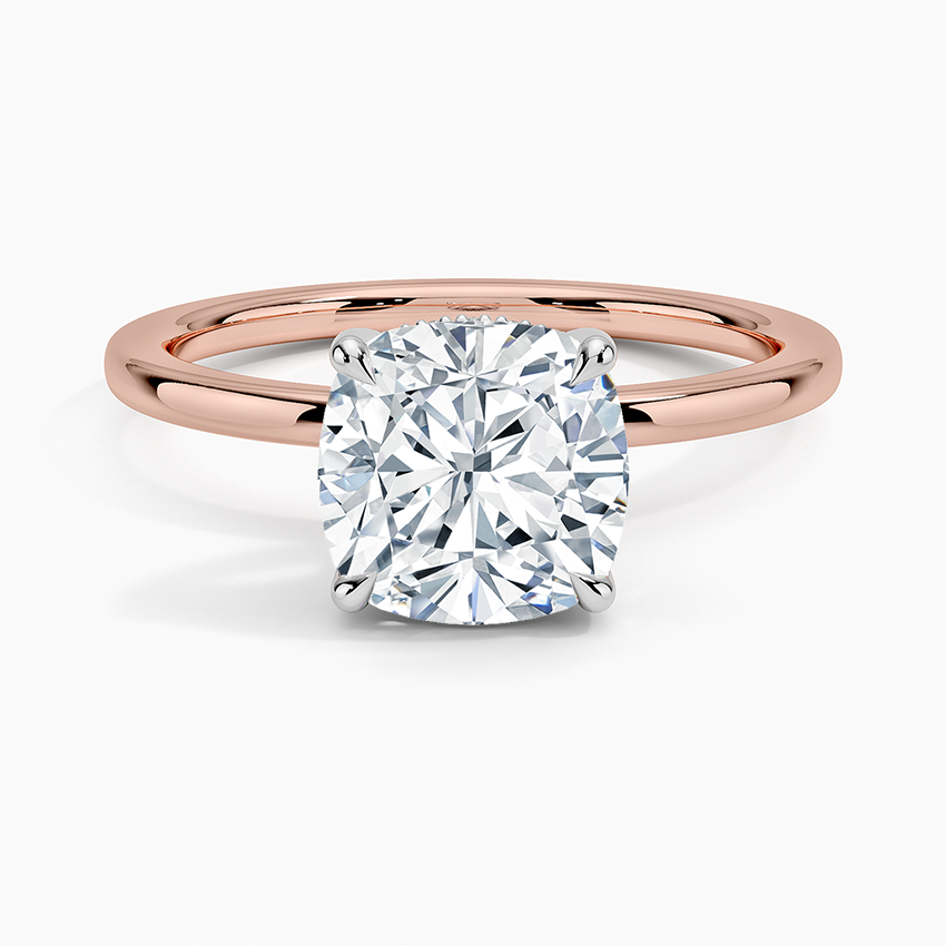2.10 Karat Cushion Kesim Hidden Halo Tasarım Tektaş Laboratuvar Pırlanta Yüzük 18K  - Elora - Bold Diamonds