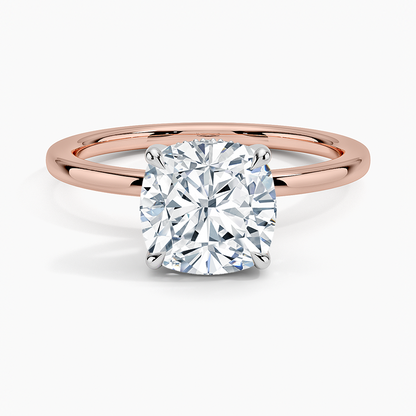 2.10 Karat Cushion Kesim Hidden Halo Tasarım Tektaş Laboratuvar Pırlanta Yüzük 18K  - Elora - Bold Diamonds