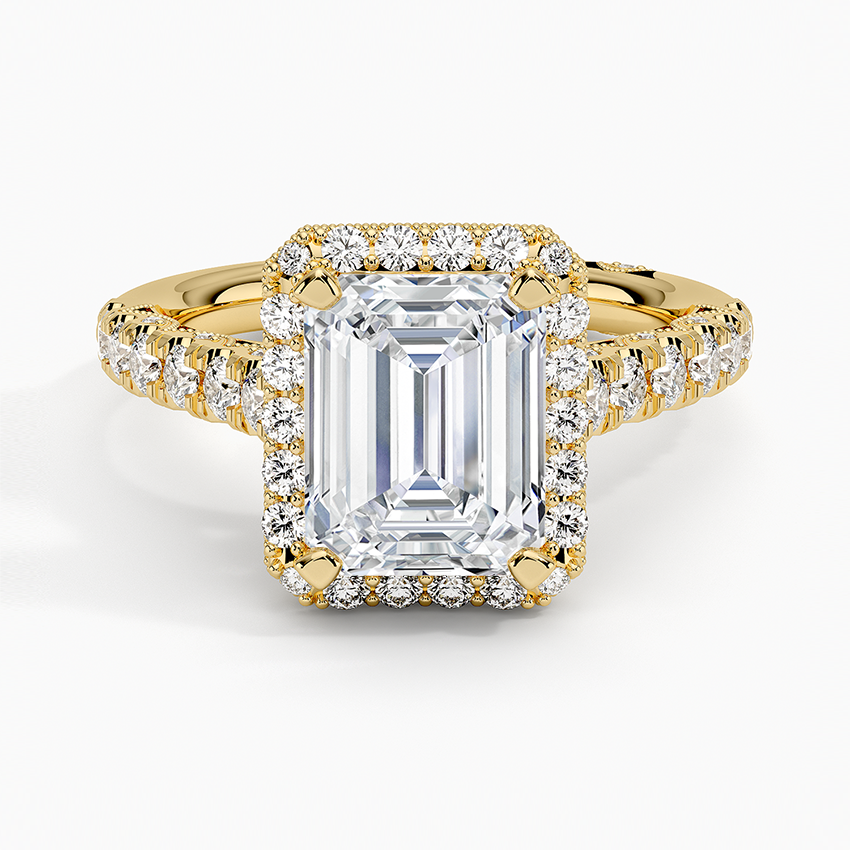 2.50 Karat Emerald Kesim Hidden Halo Tasarım Tektaş Laboratuvar Pırlanta Yüzük - Capri