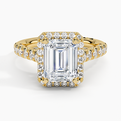 2.50 Emerald Kesim Hidden Halo Tasarım Tektaş Laboratuvar Pırlanta Yüzük - Gilara