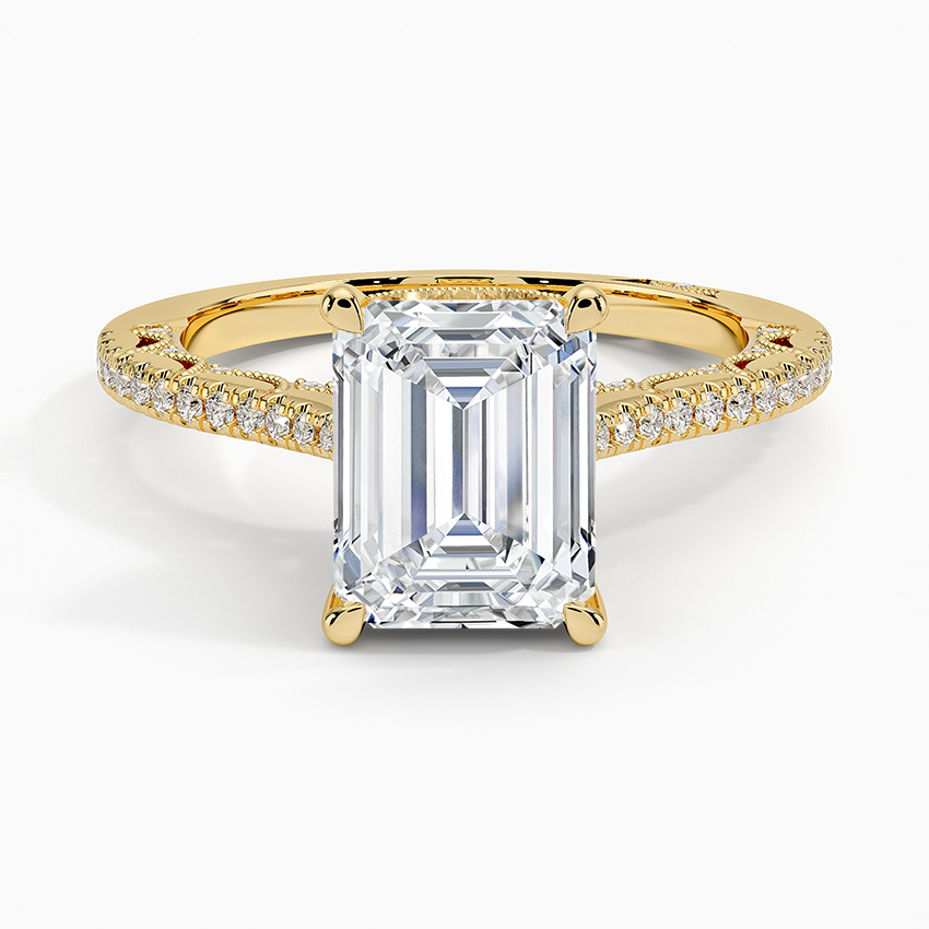 2.50 Karat Emerald Kesim Halo Tasarım Tektaş Laboratuvar Pırlanta Yüzük - Dijon