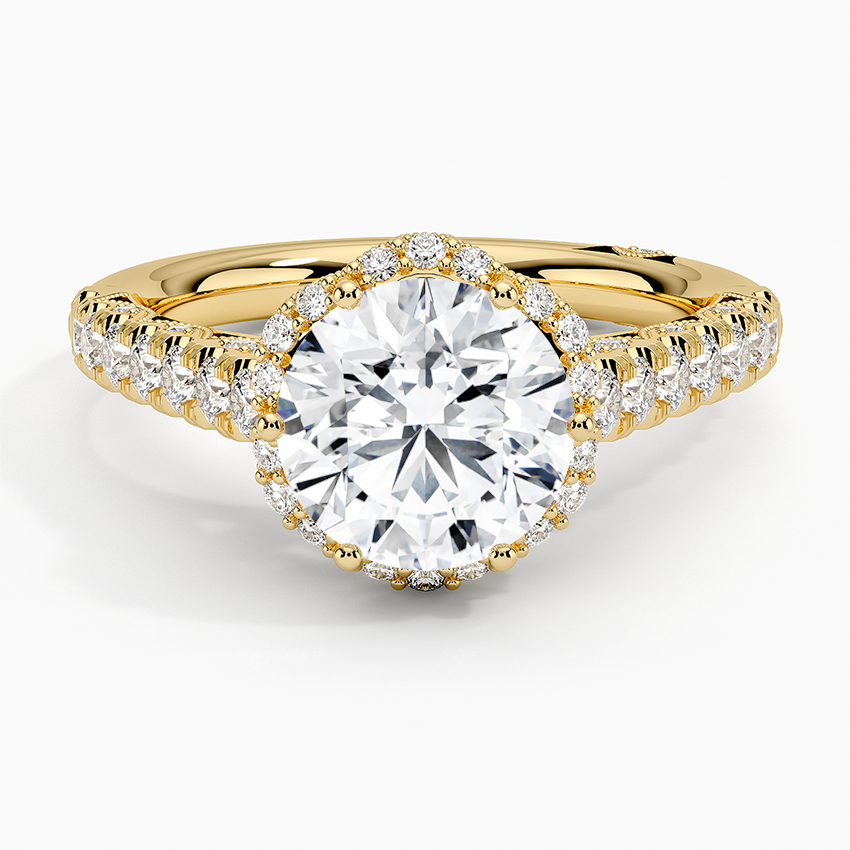 2.50 Hidden Halo Tasarım Tektaş Laboratuvar Pırlanta Yüzük 18K - Gilara