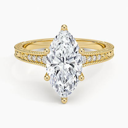 2.15 Marquise Kesim Hidden Halo Tasarım Tektaş Laboratuvar Pırlanta Yüzük - Silora