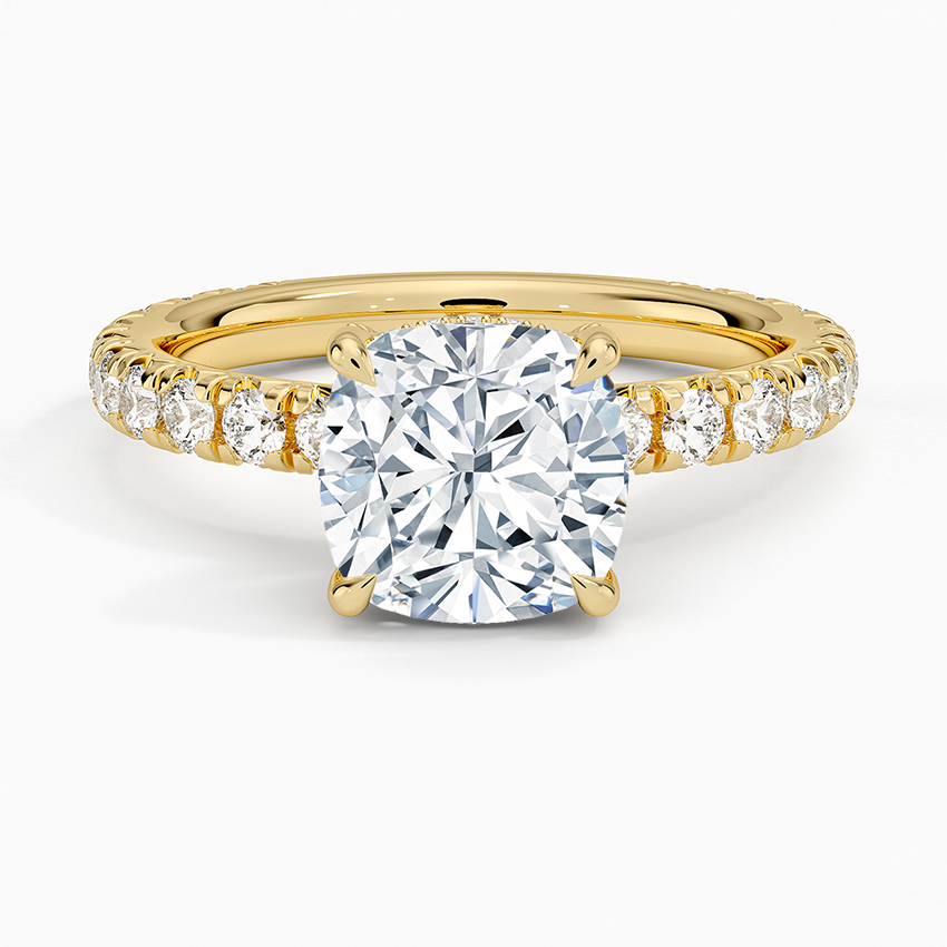 2.75 Karat Cushion Kesim Hidden Halo Tasarım Tektaş Laboratuvar Pırlanta Yüzük 18K  - Selora - Bold Diamonds