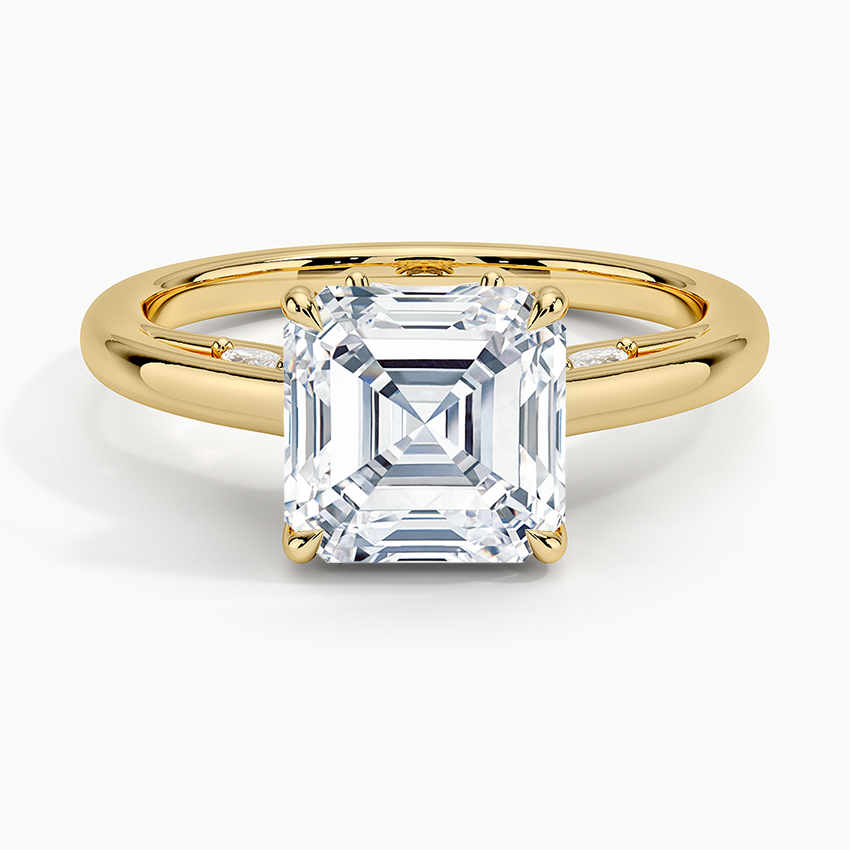 2.30 Asscher Kesim Hidden Halo Tasarım Tektaş Laboratuvar Pırlanta Yüzük - Dalara