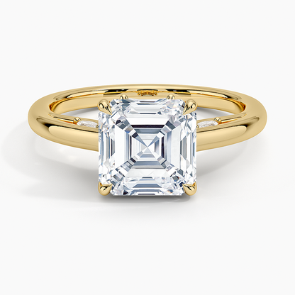 2.30 Asscher Kesim Hidden Halo Tasarım Tektaş Laboratuvar Pırlanta Yüzük - Dalara