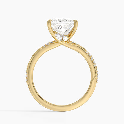 2.25 Karat Prenses Kesim Hidden Halo Tasarım Tektaş Laboratuvar Pırlanta Yüzük 18K  - Melora