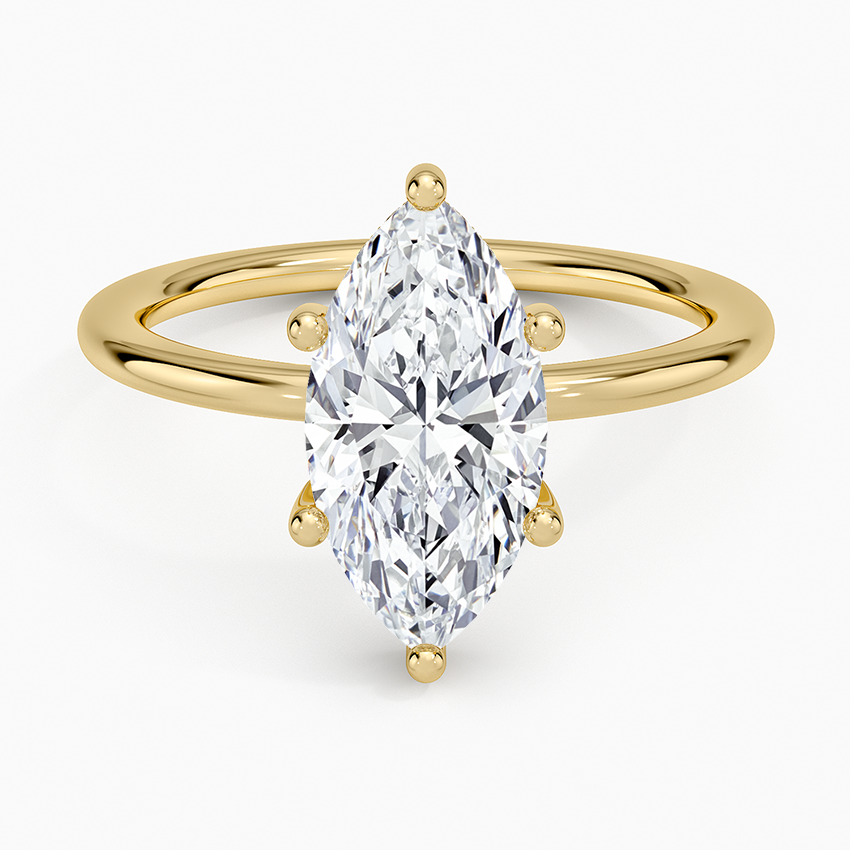 2.10 Marquise Kesim Hidden Halo Tasarım Tektaş Laboratuvar Pırlanta Yüzük - Melara