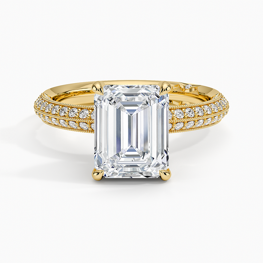 2.50 Karat Emerald Kesim Hidden Halo Tasarım Tektaş Laboratuvar Pırlanta Yüzük - Geneva
