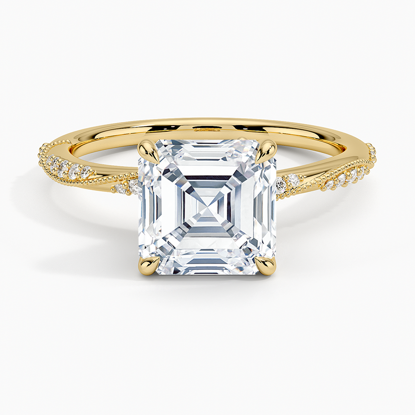 2.25 Karat Asscher Kesim Hidden Halo Tasarım Tektaş Laboratuvar Pırlanta Yüzük 18K  - Melora