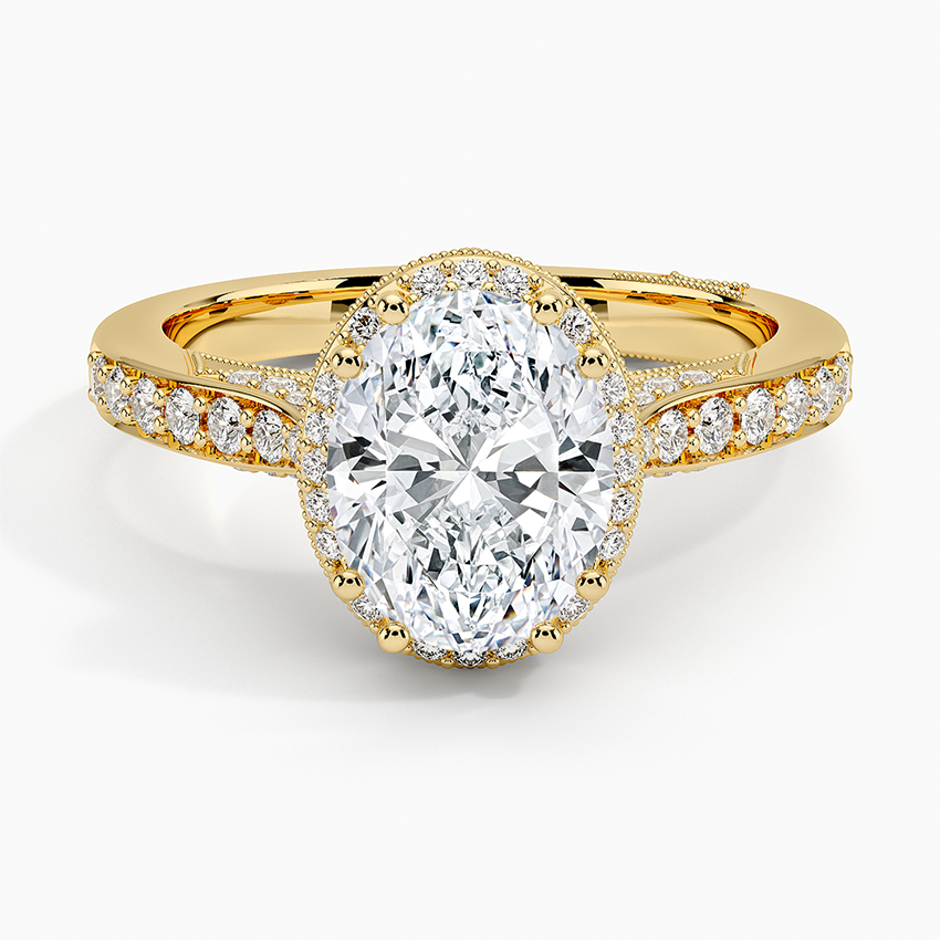 2.50 Oval Kesim Halo Tasarım Tektaş Laboratuvar Pırlanta Yüzük 18K - Tilara