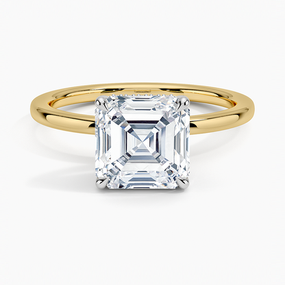 2.10 Karat Asscher Kesim Hidden Halo Tasarım Tektaş Laboratuvar Pırlanta Yüzük 18K  - Elora