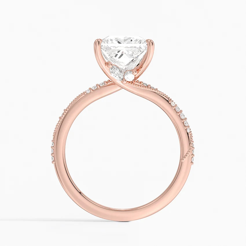 2.25 Karat Prenses Kesim Hidden Halo Tasarım Tektaş Laboratuvar Pırlanta Yüzük 18K  - Melora - Bold Diamonds