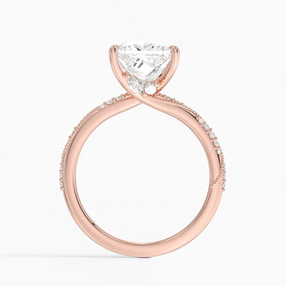 2.25 Karat Prenses Kesim Hidden Halo Tasarım Tektaş Laboratuvar Pırlanta Yüzük 18K  - Melora