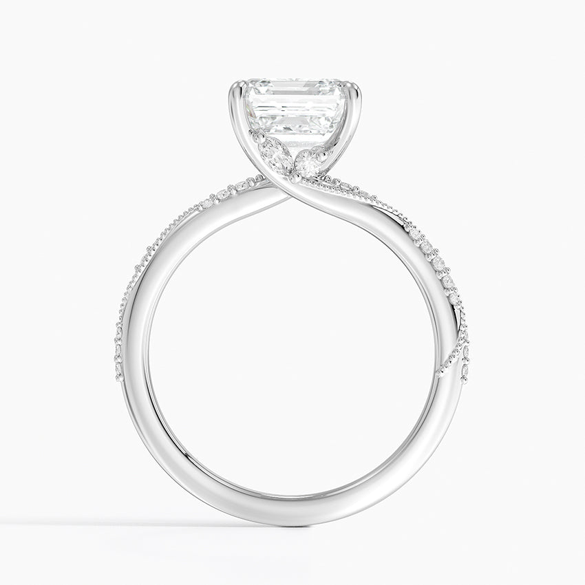 2.25 Karat Asscher Kesim Hidden Halo Tasarım Tektaş Laboratuvar Pırlanta Yüzük 18K  - Melora