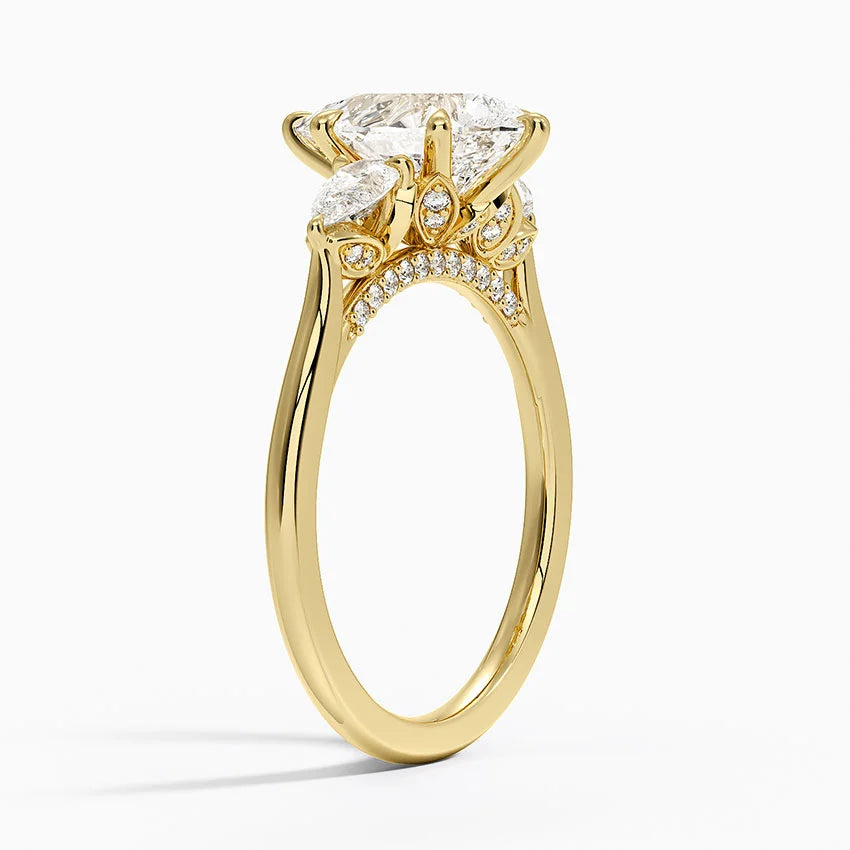 1.60 Carat Princess Halo Design Solitaire Lab Diamond Ring 18K - Florina 